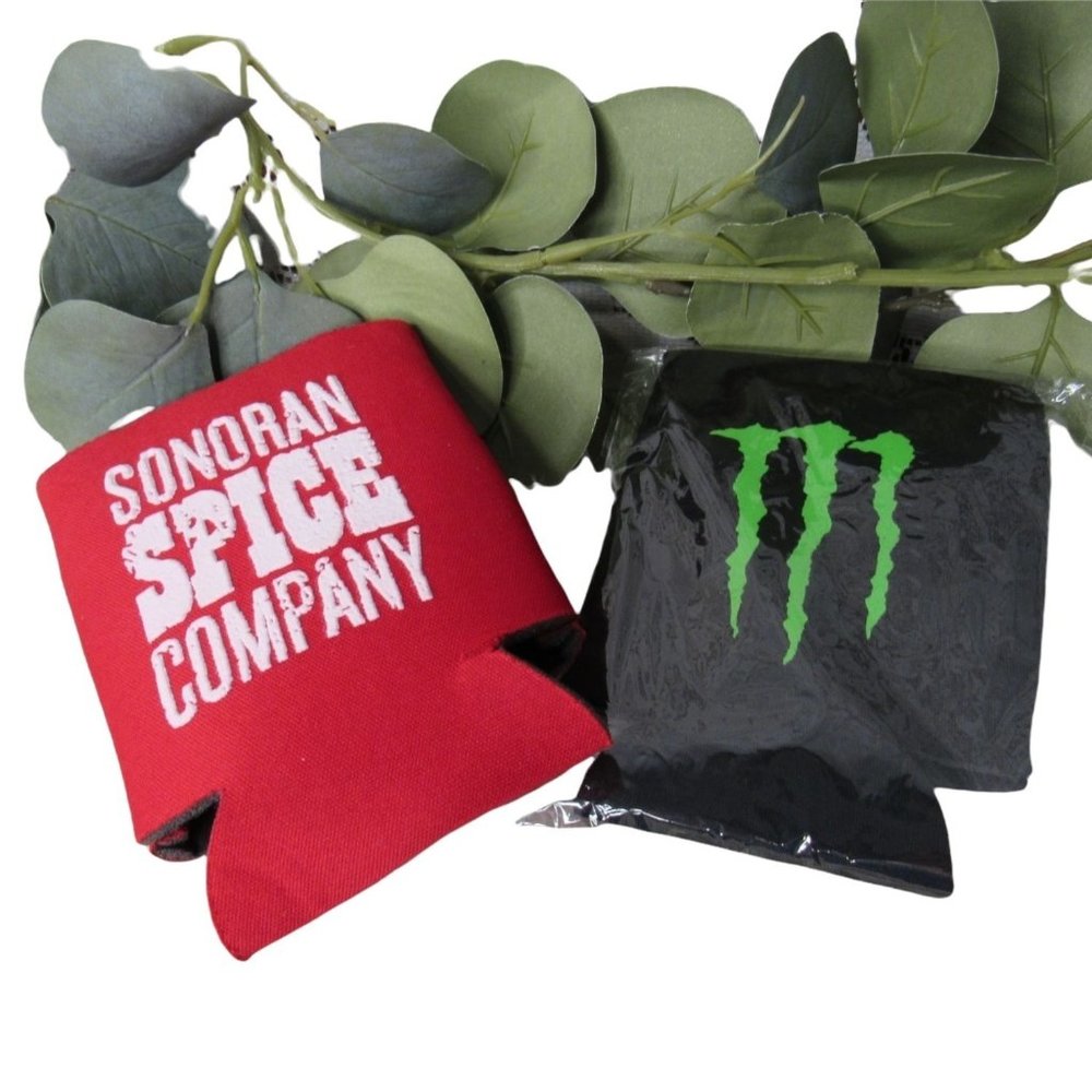 PAIR of Coozies! MONSTER & Sonoran Spice Company Beer Pop Holder | New Unused